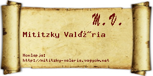 Mititzky Valéria névjegykártya